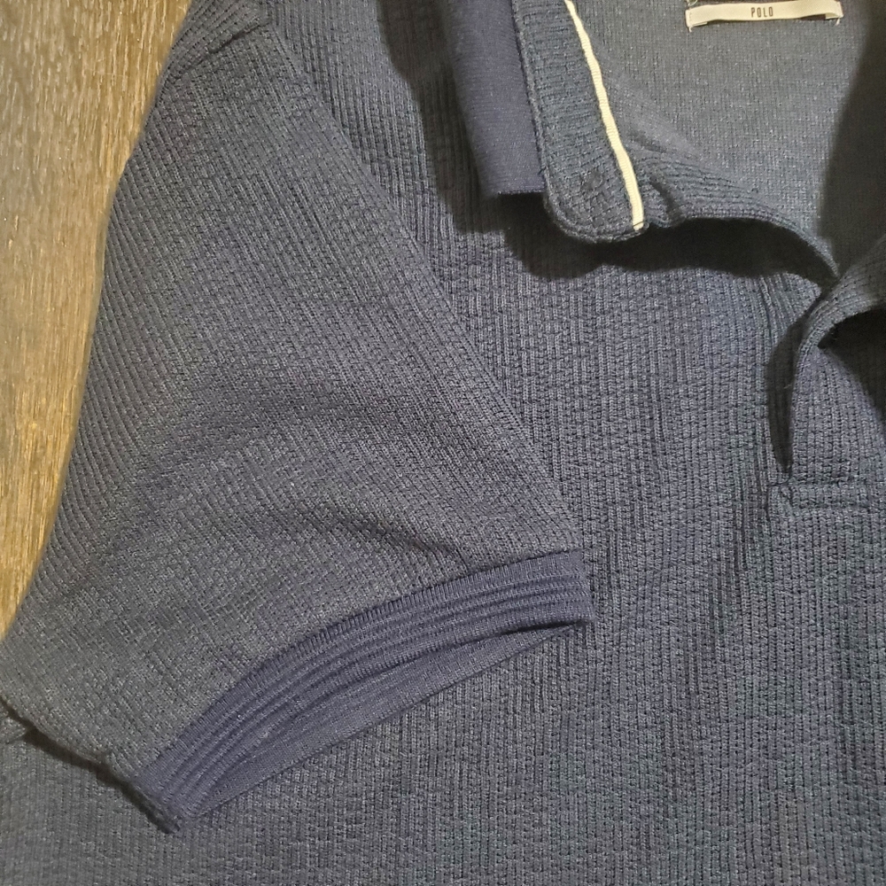 Hudson & Barrows Performance Knit Short Sleeve Polo Shirt Navy Blue Size Large - Picture 5 of 8